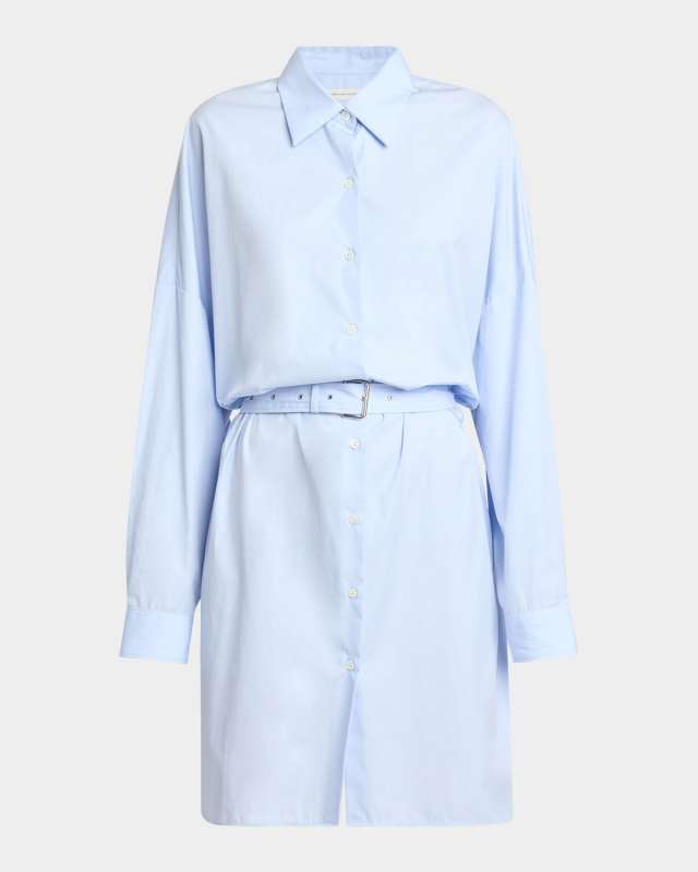 Dindi Belted Long-Sleeve Shirtdress